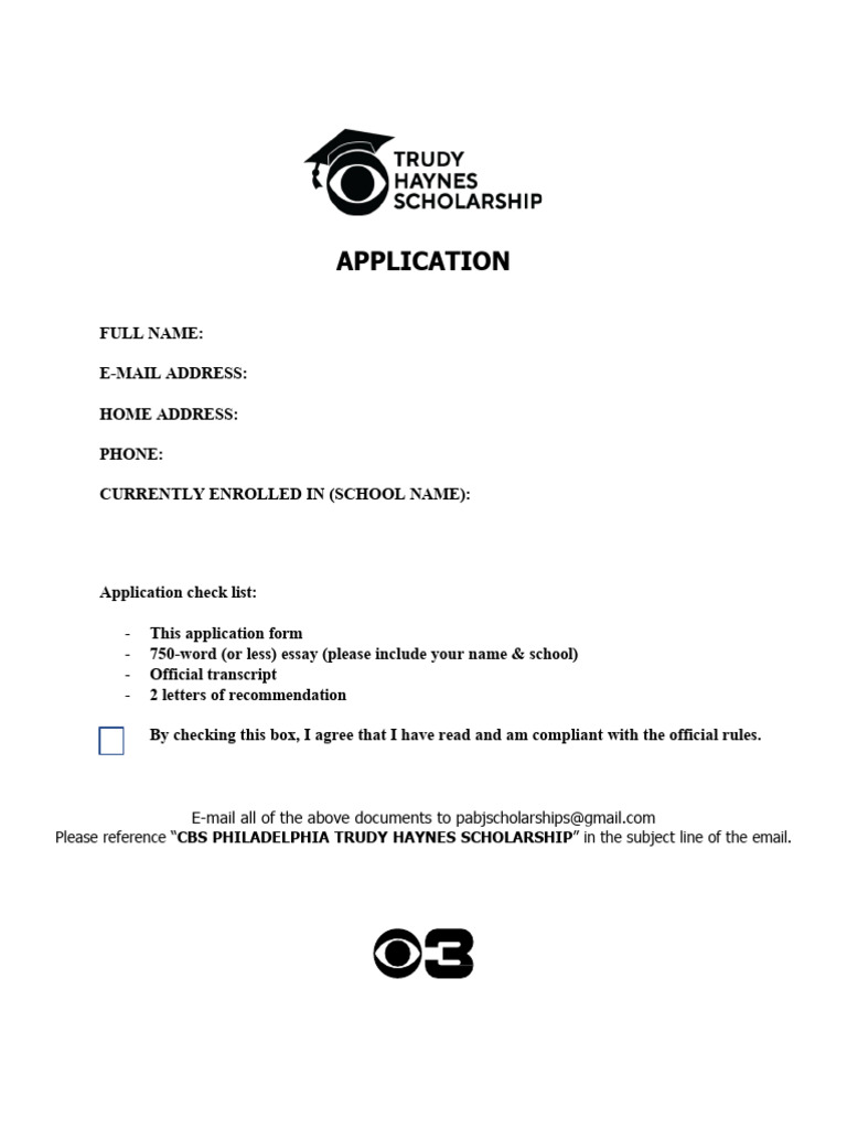 CBS Philadelphia Scholarship Application | PDF | Law