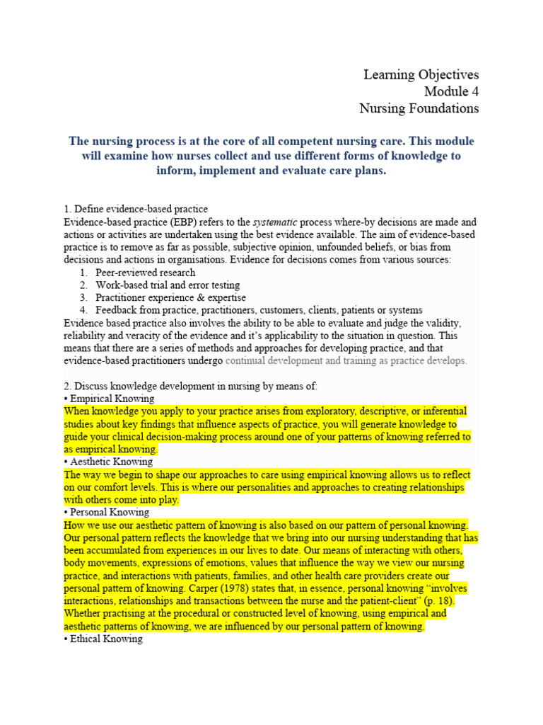 Nursing arts lo module 4 download free pdf medical diagnosis nursing