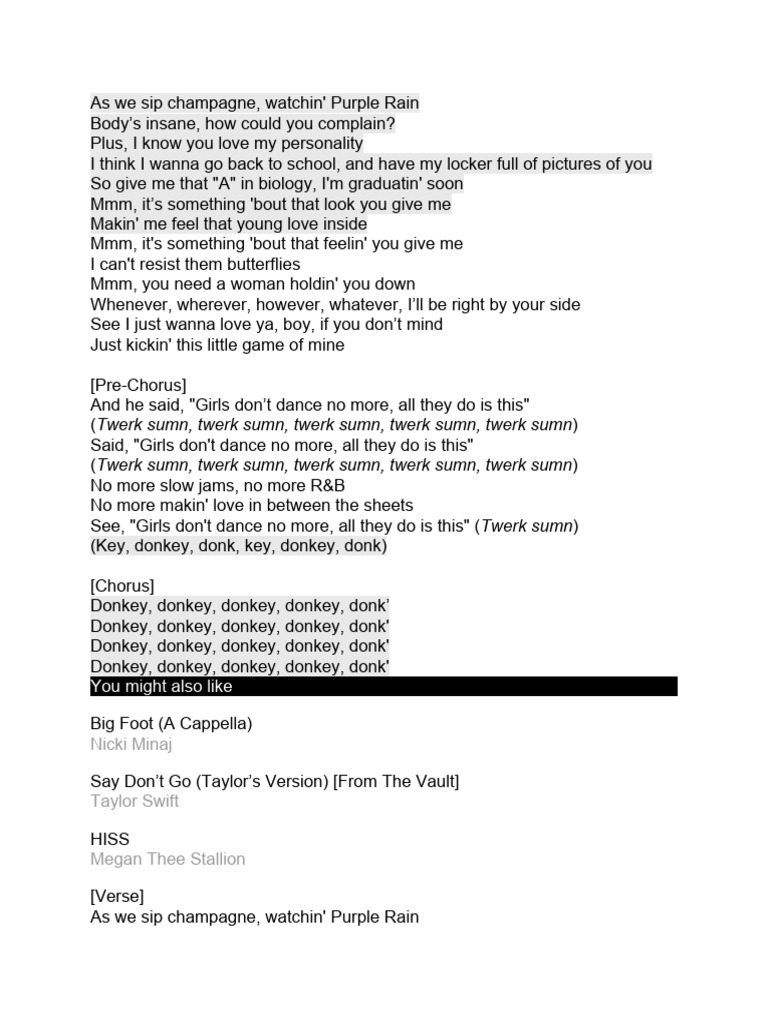 Donk Lyrics | PDF | Singles | Songs