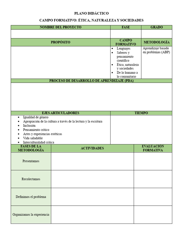 Formato Aprendizaje Basado en Problemas (Abp) | PDF