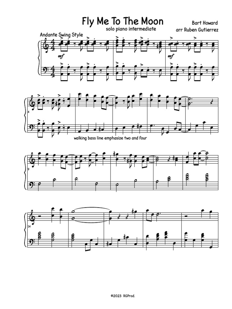 Fly Me RG ARR Easy Piano | PDF | Musical Forms | Jazz