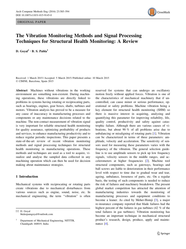 Statistical Condition Monitoring Based On Vibration Signal | PDF ...