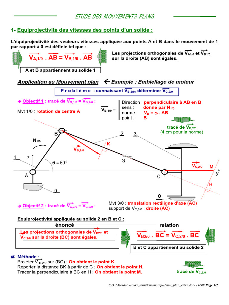 Étude des Mouvements Plans et CIR | PDF | Mouvement de rotation | Géométrie