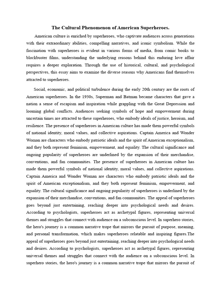 The Cultural Phenomenon of American Superheroes PDF Superheroes Hero(01)