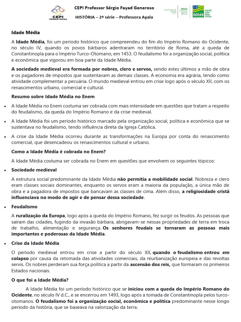 Estrutura e Crise da Idade Média | PDF | Feudalismo | Idade Média