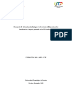 Documento de Sistematización Final para La Secretaría de Educación