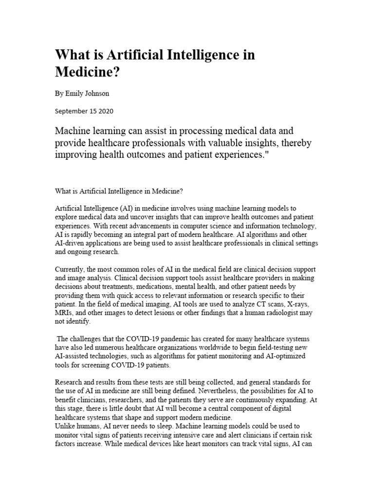 AI Applications in Modern Medicine | PDF | Artificial Intelligence ...
