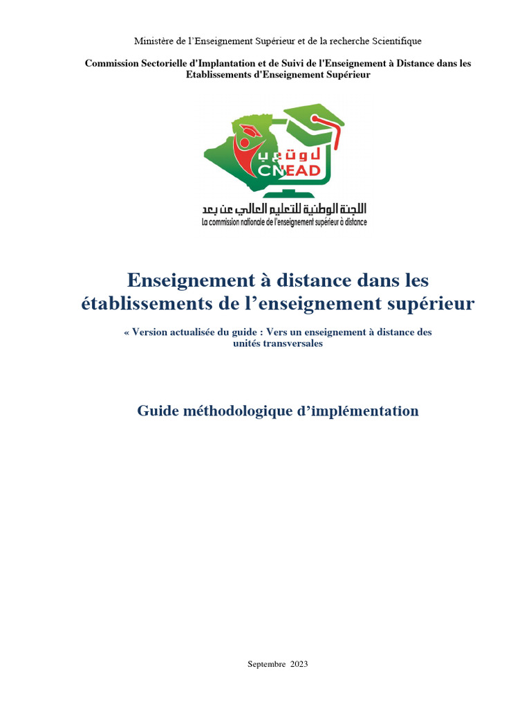 Guide Methodologique D'implementation de EAD | PDF | Formation à ...