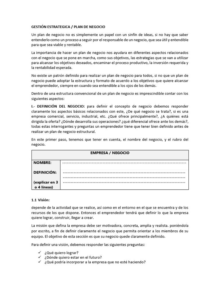 Guía para Crear un Plan de Negocio | PDF | Business | Análisis FODA
