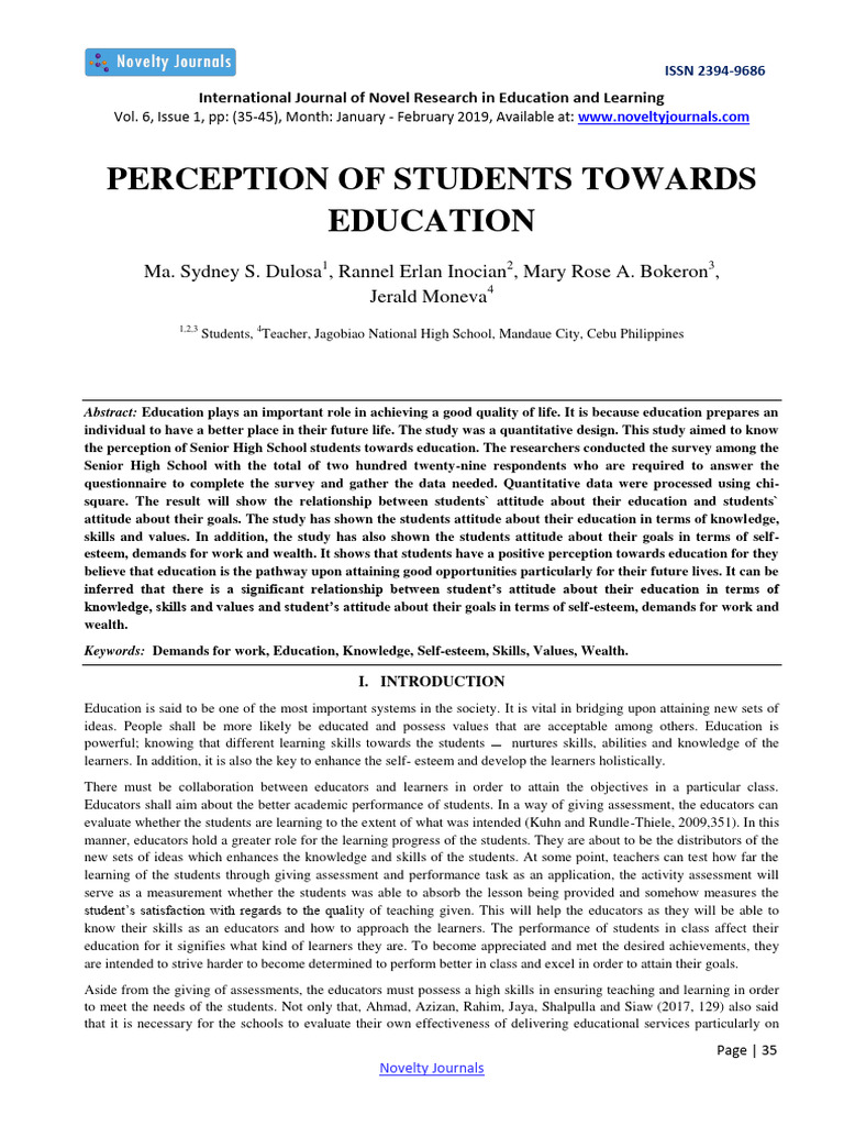 Student Perceptions of Education Insights | PDF | Educational ...
