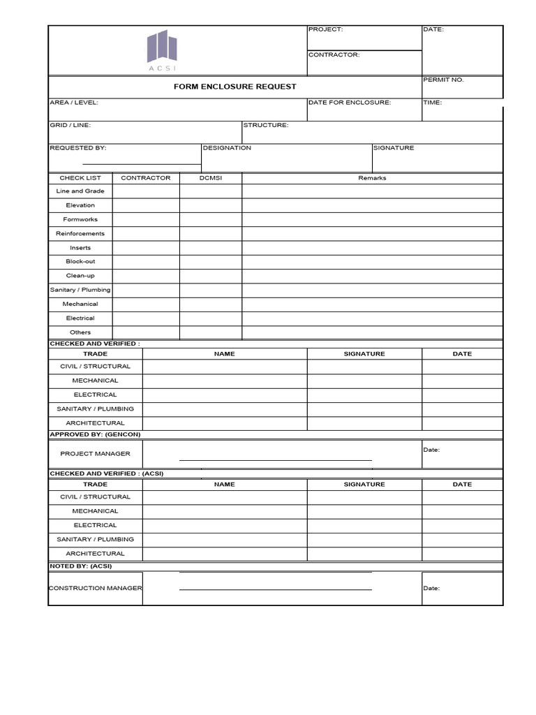 Form Enclosure Request | PDF
