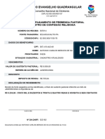 Igreja Do Evangelho Quadrangular: Recibo de Pagamento de Prebenda Pastoral Ministro de Confissão Religiosa