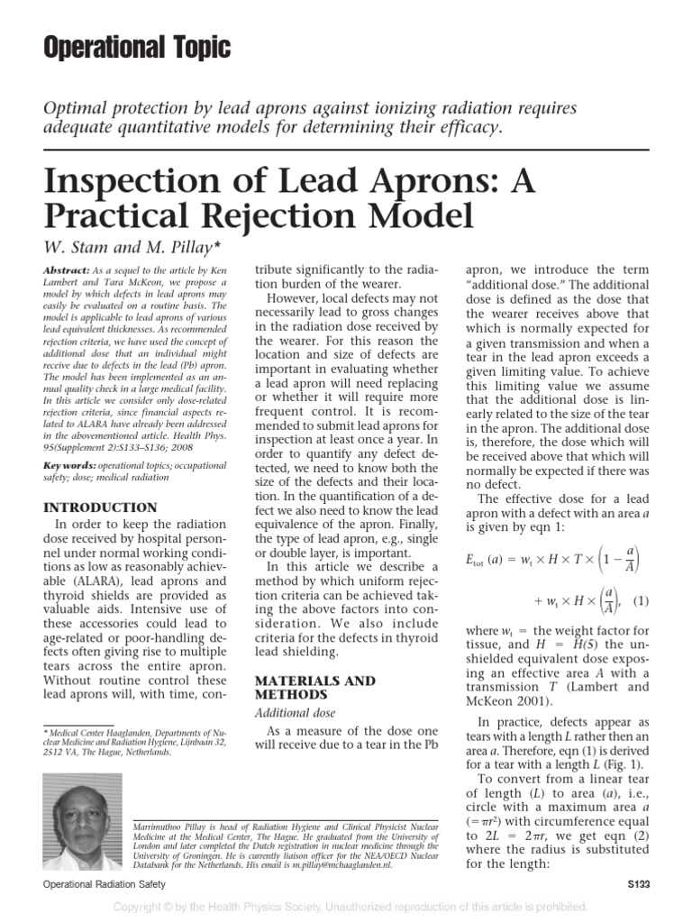 Lead Apron Inspection Download Free PDF Radiobiology Nuclear