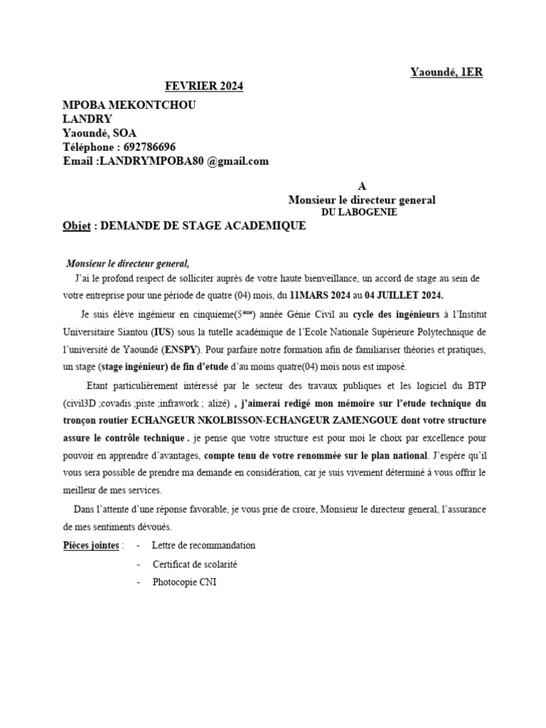 Demande de stage au Labogeni | PDF | Art