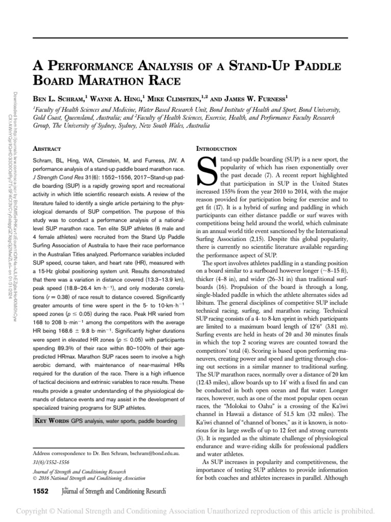 A Performance Analysis of A Stand Up Paddle Board.12 | PDF | Heart Rate