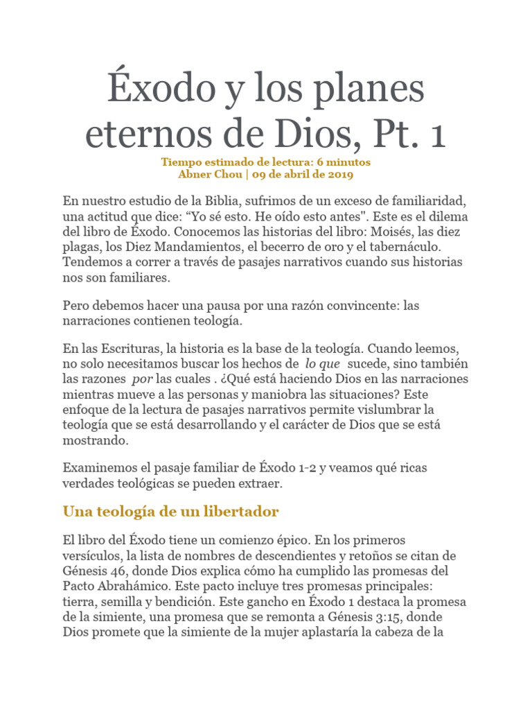 Teología de Éxodo 2:23-25 | PDF | Libro del éxodo | Moisés