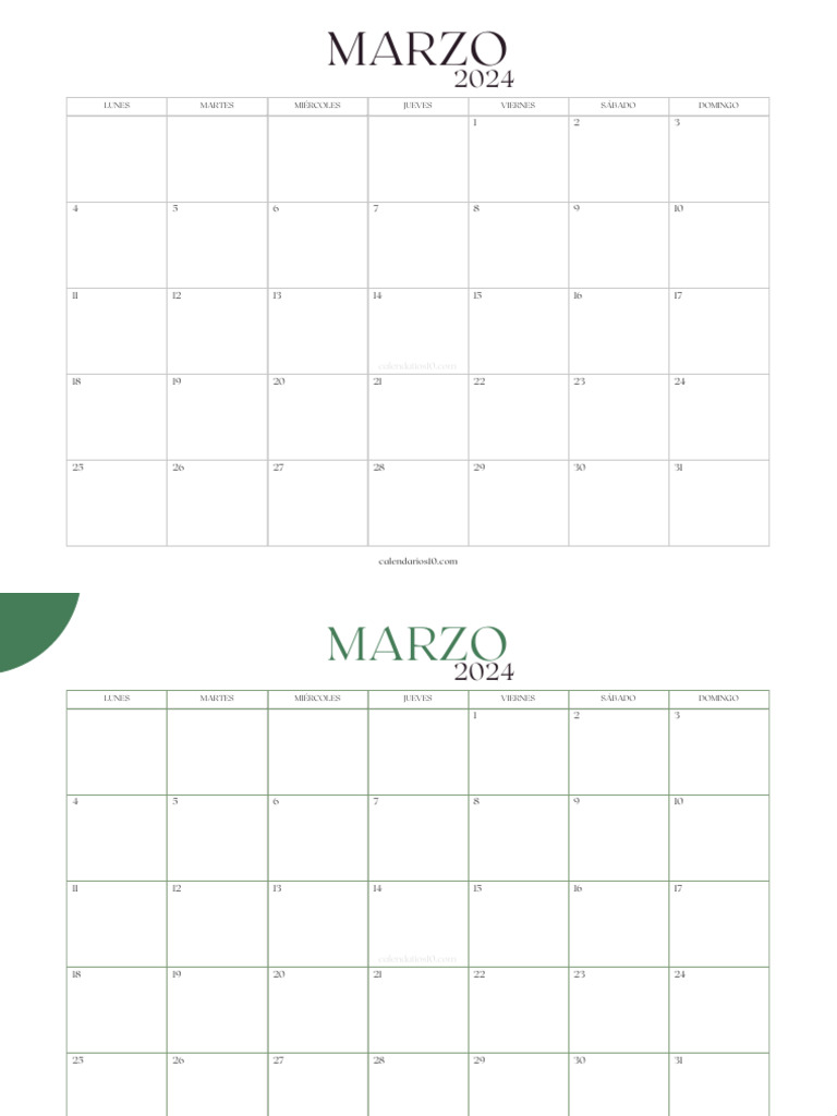 Calendarios Marzo 2024 | PDF | Calendario