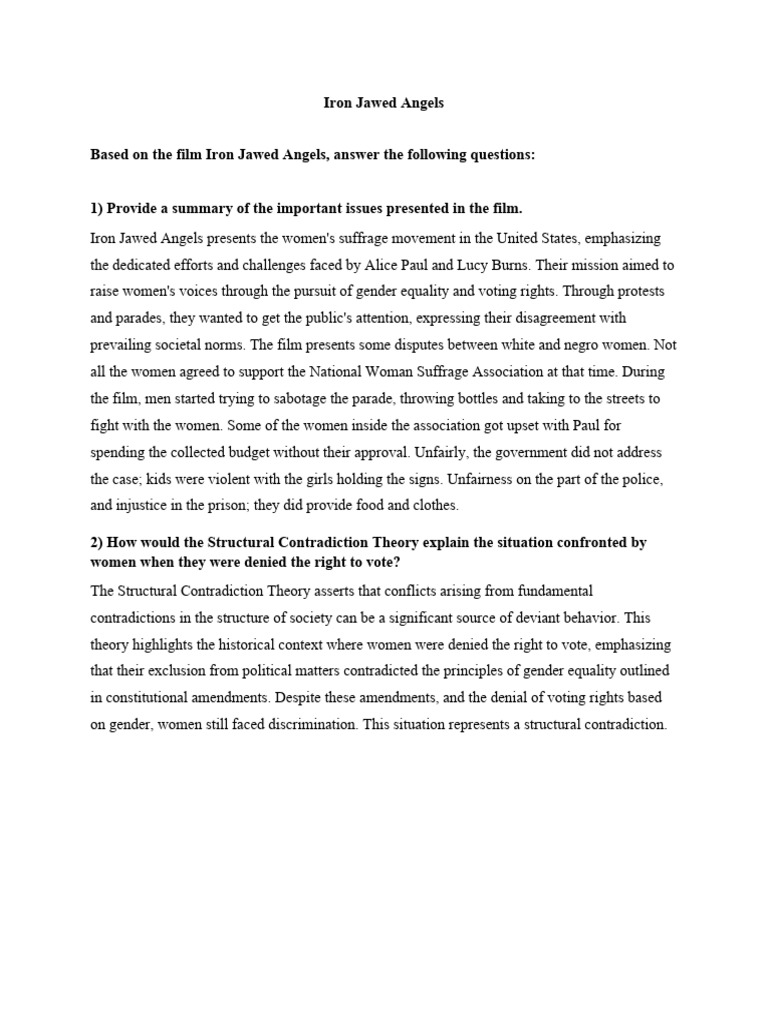 Women's Suffrage in Iron Jawed Angels | PDF | History