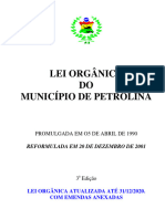 LEI ORGÂNICA DO MUNICÍPIO DE PETROLINA