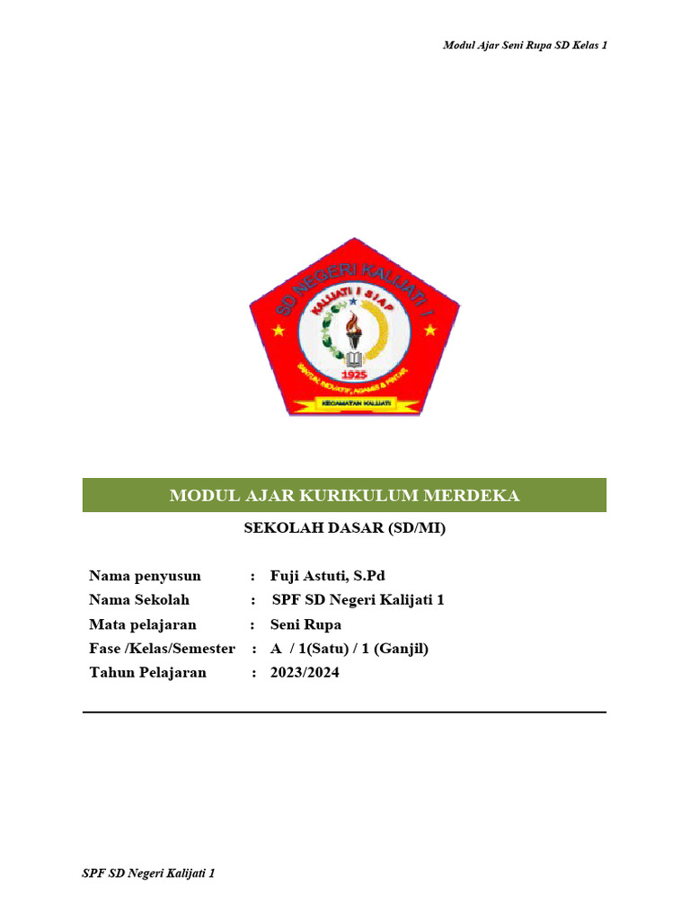 Modul Seni Rupa SD Kelas 1 | PDF | Karier & Perkembangan