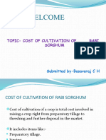 Welcome: Topic-Cost of Cultivation of Rabi Sorghum