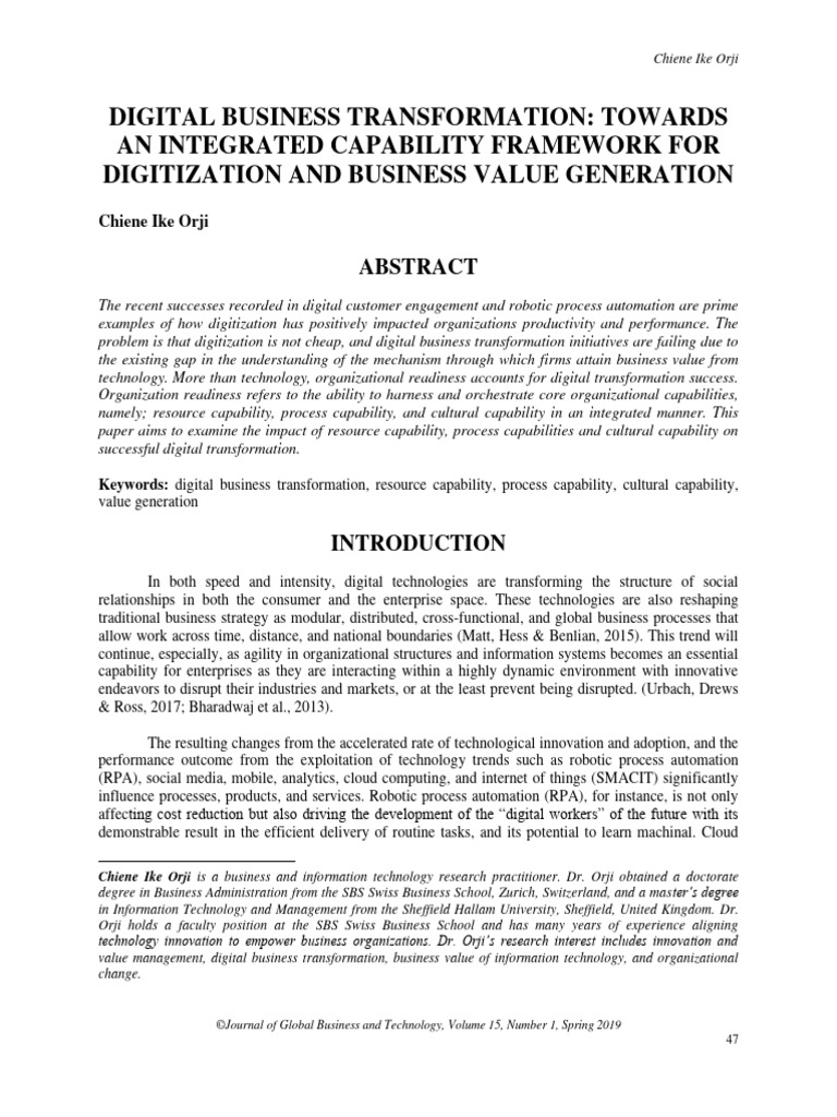 Digital Business Transformation Pdf Automation Innovation