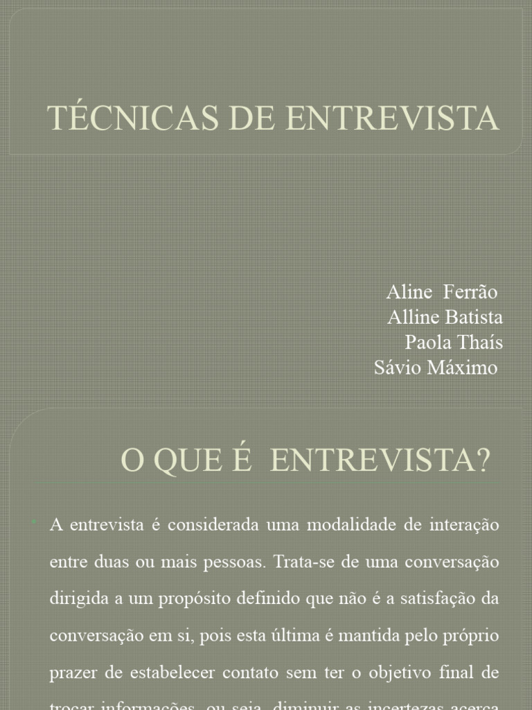 Definição e Técnicas de Entrevista | PDF | Entrevista | Sociologia