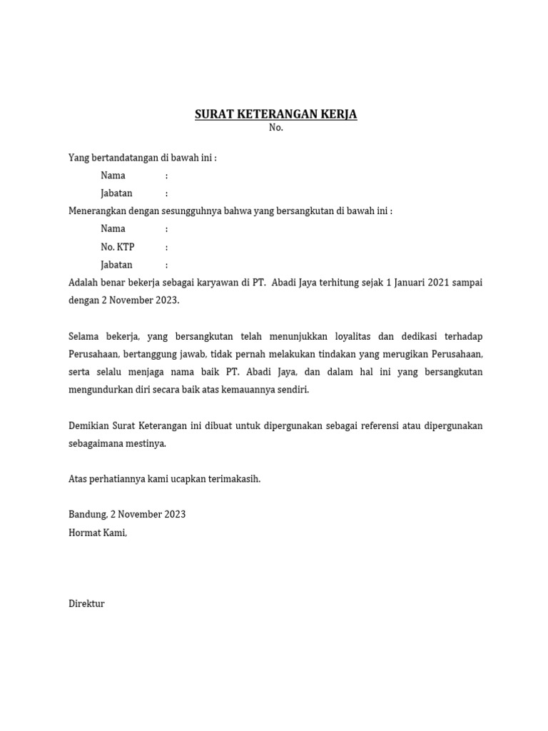 Contoh Surat Paklaring Kerja | PDF | Karier & Perkembangan | Hukum