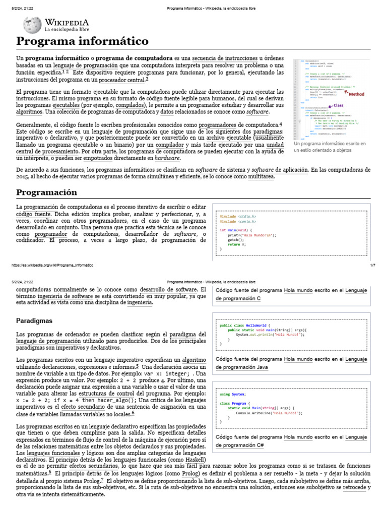 Programa Informático: Conceptos Clave | PDF | Programa de computadora ...