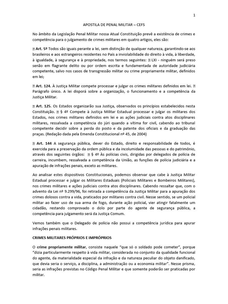 03 Apostila De Penal Militar Resumo Pdf Direito Penal Crime E