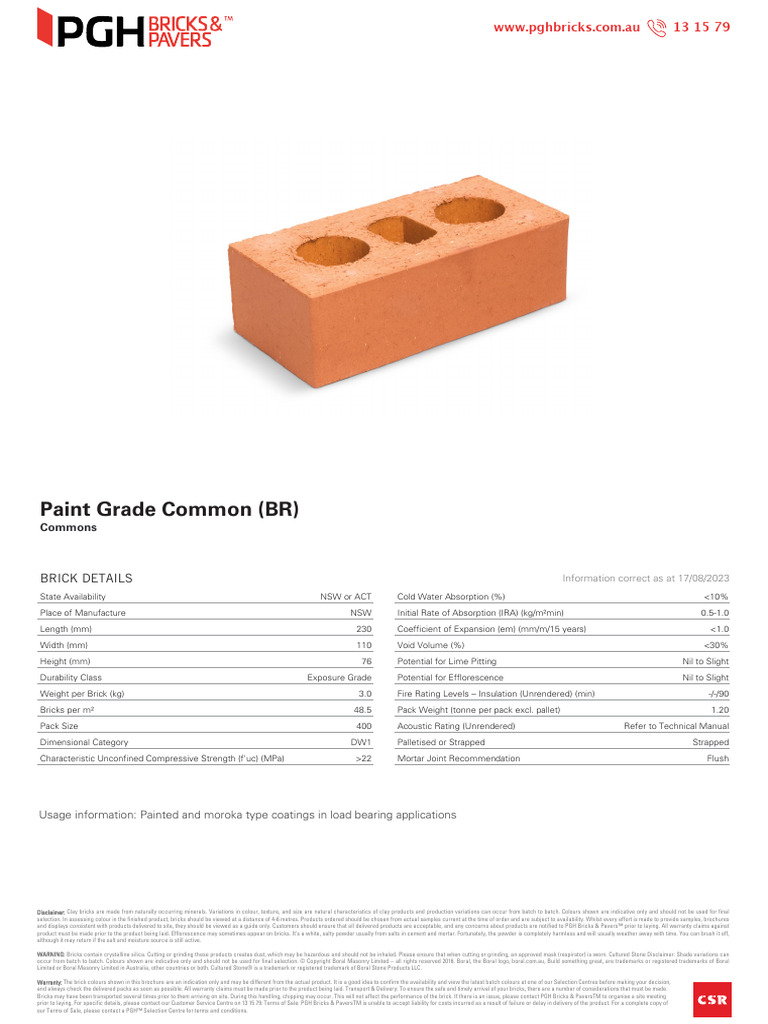 PGH Brick Commons Paint Grade Common (BR) PDF Brick Materials PGH Brick Commons Paint Grade Common (BR) PDF Brick Materials