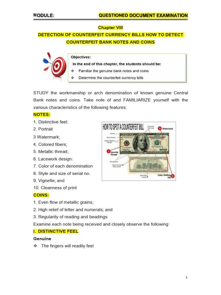 Chapter Viii Detection of Counterfeit Currency Bills How To Detect
