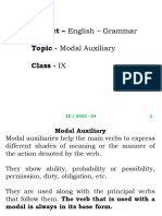 Subject - English - Grammar Topic - Modal Auxiliary Class - IX