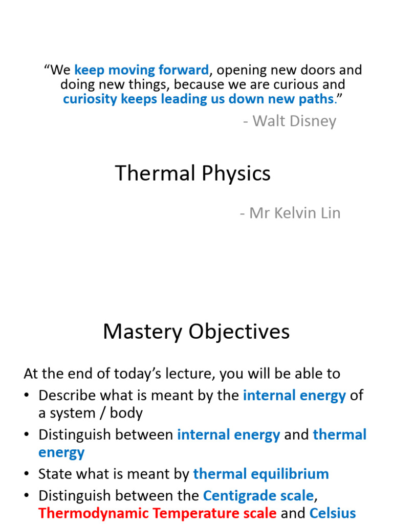 Thermal Physics Lecture 1 Pdf Temperature Heat