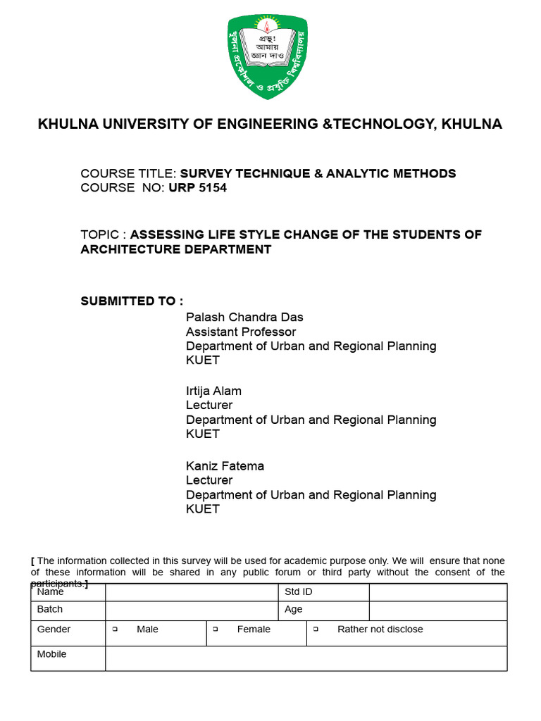 Assessing Lifestyle Changes in Architecture Students | PDF | Mental ...