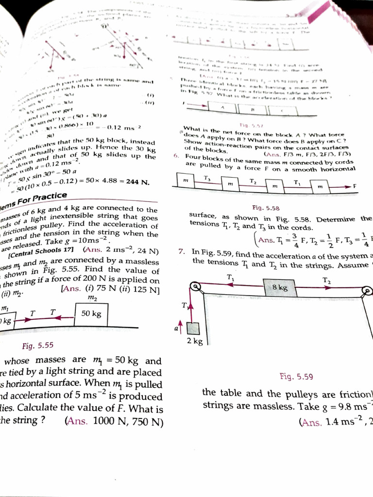 Physics Problems on Forces and Acceleration | PDF | Tension (Physics ...