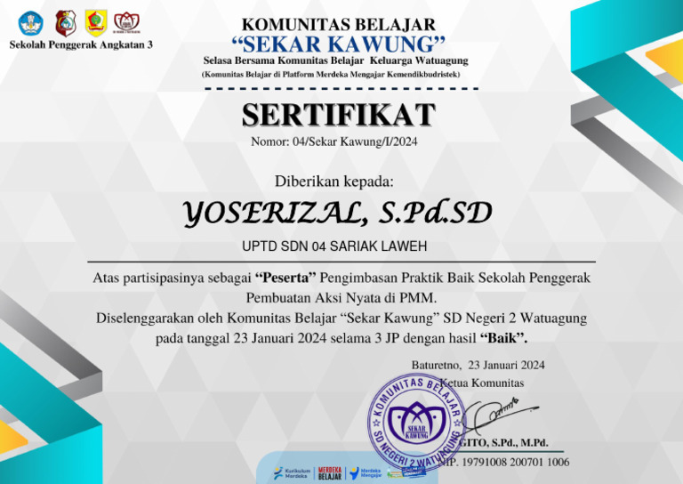 Sertifikat kombel 23 januari 2024 all 55 pdf