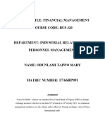 Course Title: Financial Management Course Code: Bus 320: Assignment