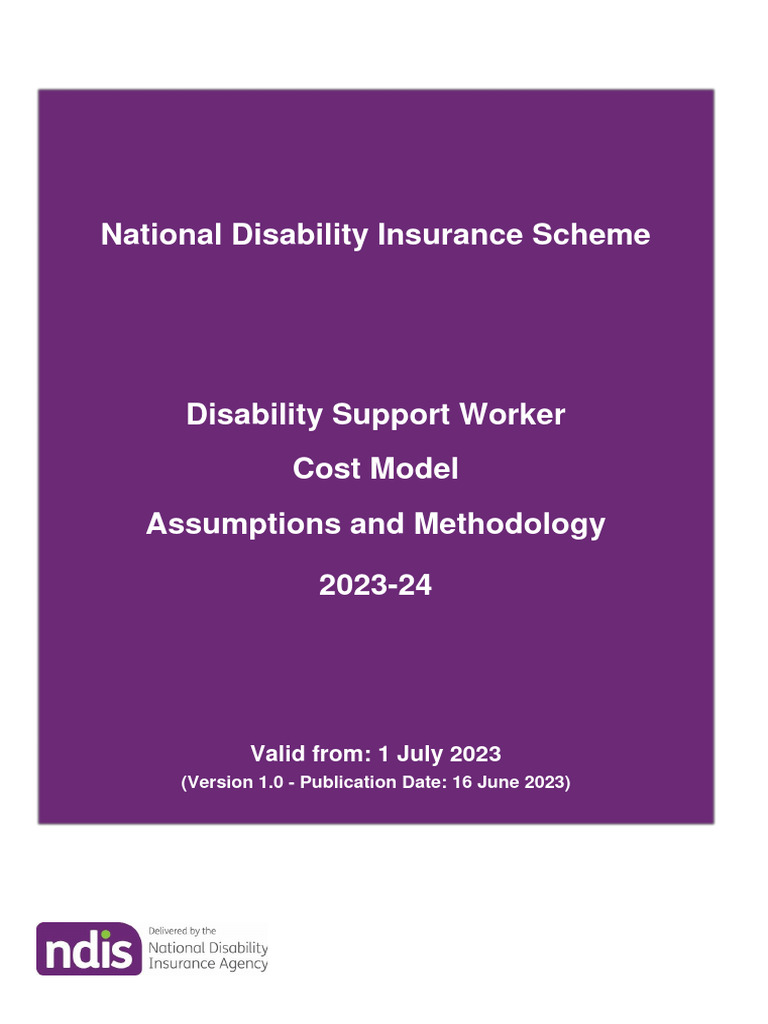 Pb ndis disability support worker cost model assumptions and