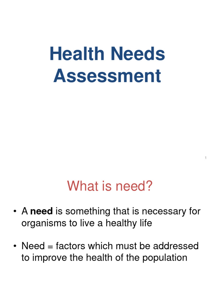 4 Healtn Needs Assessment Pdf Needs Assessment Cognition