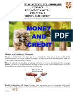 Notes - Money & Credit - Class X - Economics