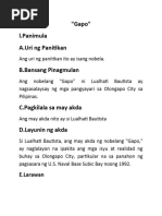 Buod - Ang Gapo Ni Lualhati Bautista | PDF