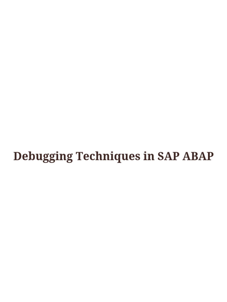 Debugging in SAP | PDF | Debugging | Computer Programming