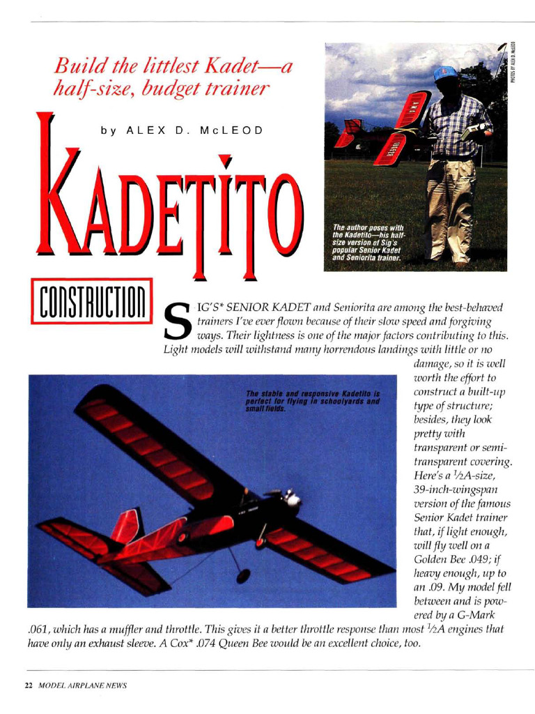 Half-Size Kadet Trainer Plans | PDF | Plywood | Aerospace