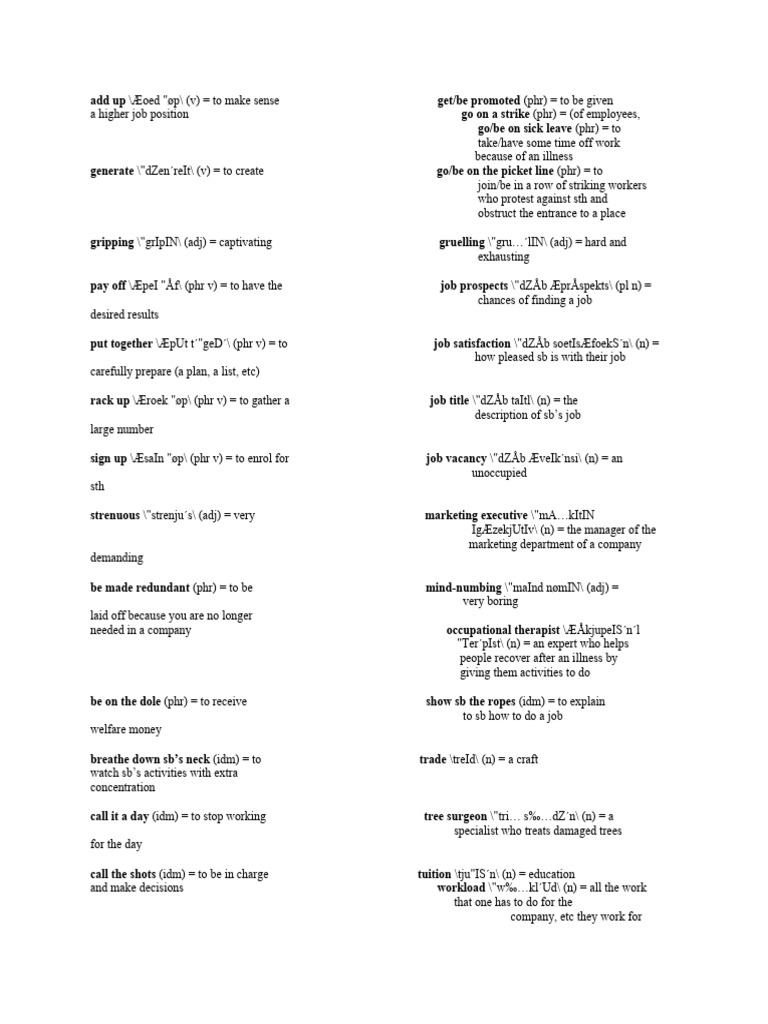 Essential Job Vocabulary and Phrases | PDF | Economies | Business
