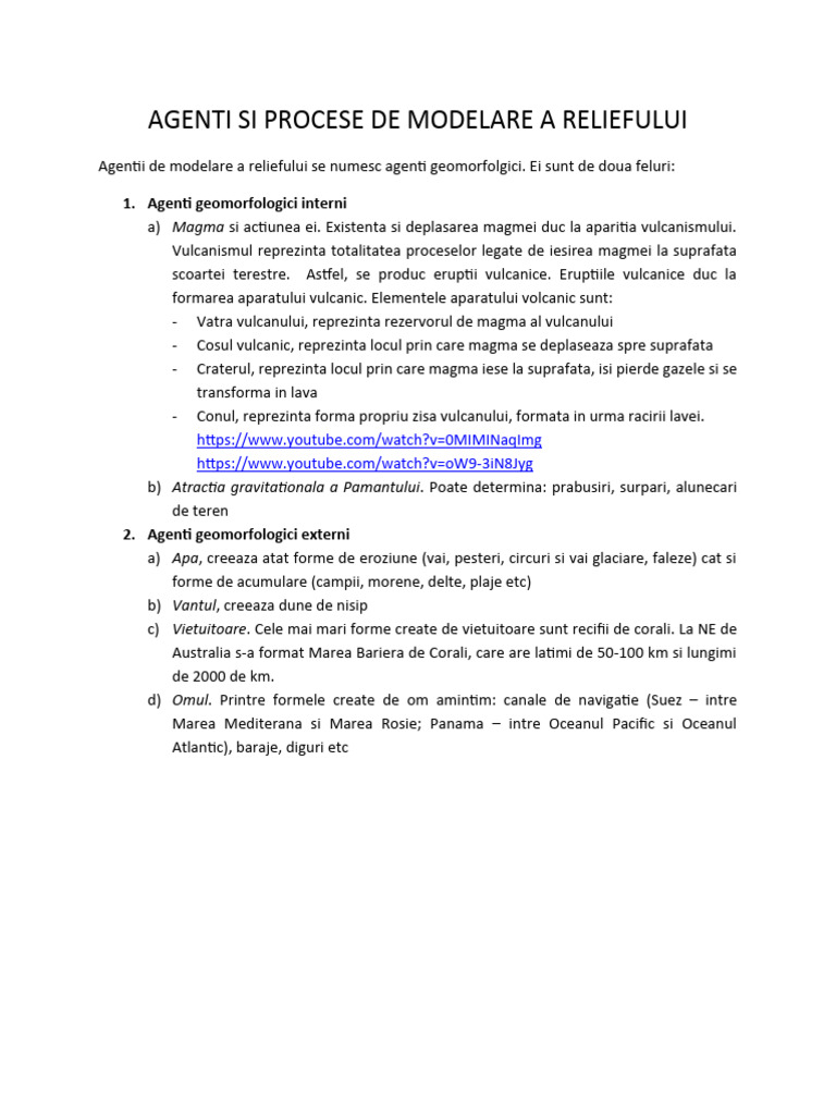 Agenti Si Procese de Modelare A Reliefului | PDF