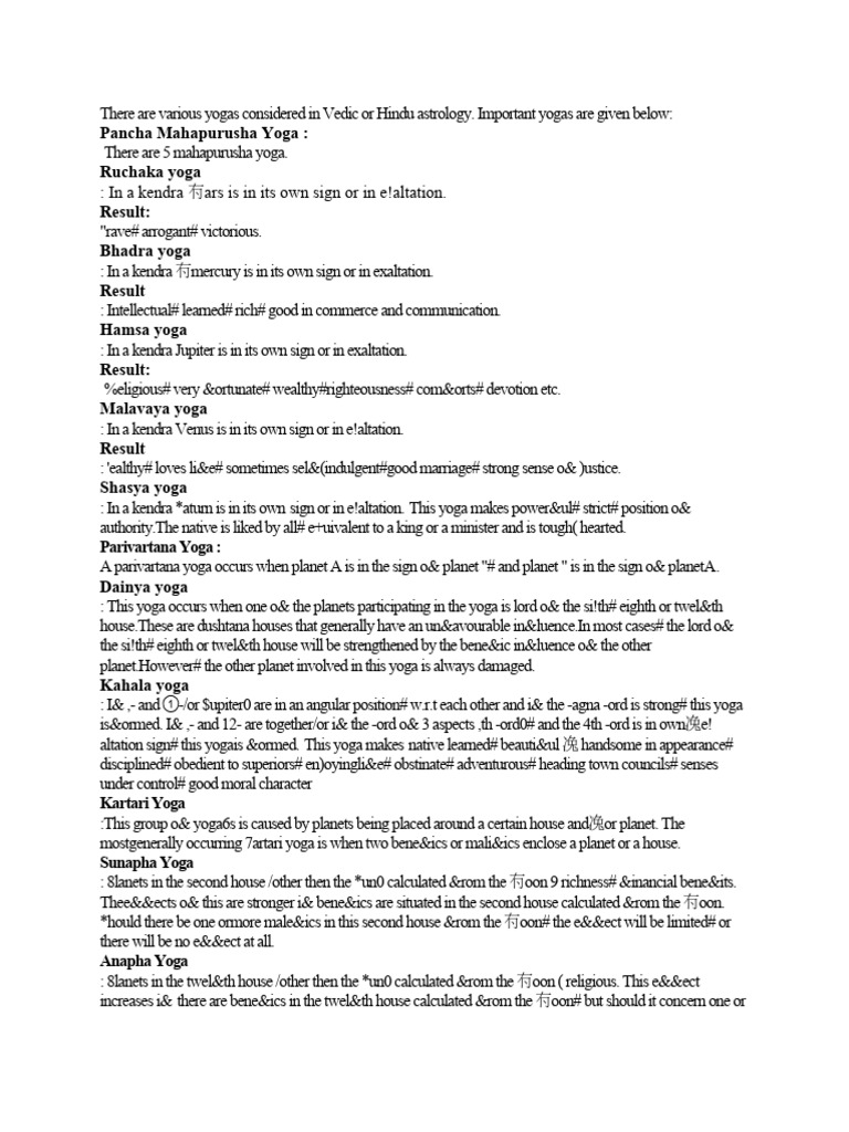 27 Yogas PDF In Astrology Popular Psychology