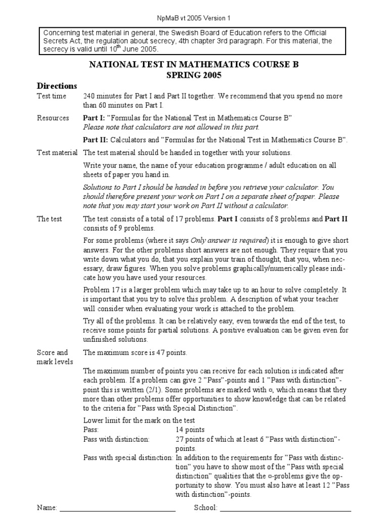 National Mathematics Test 2005 Guide | PDF | Polygon | Triangle