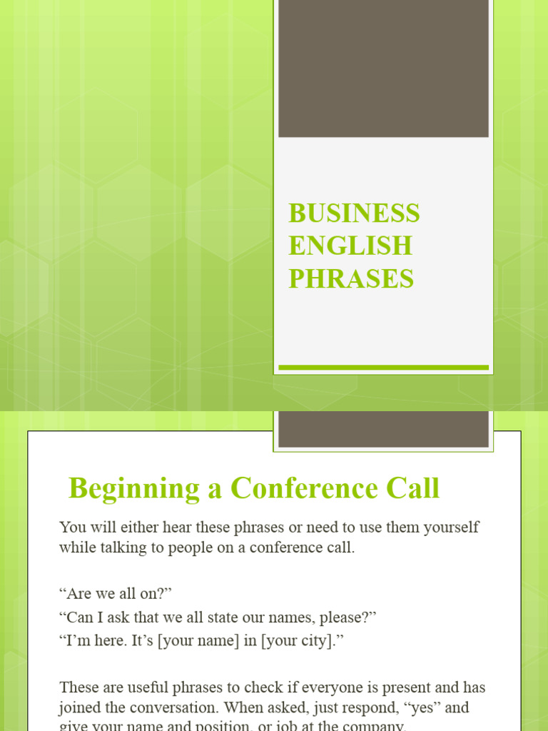 Essential Business English Phrases | PDF