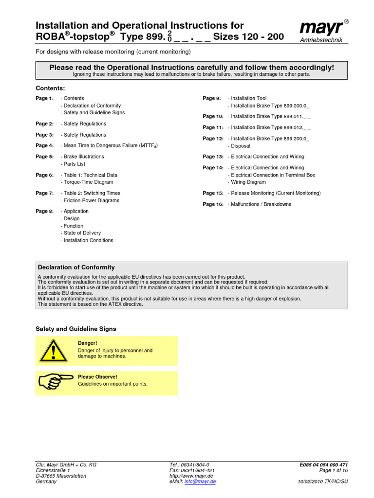 Safety Brake With Current Monitoring - Used | PDF | Insulator ...
